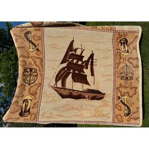 Mink Blanket Spain Plush Heavyweight Clipper Ship Floral Double Sided Polar Bear
